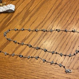 Cute necklace and bracelet set in silver with silver & black beads!